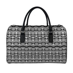 Black And White Ethnic Boho Print Leather Duffle Bag
