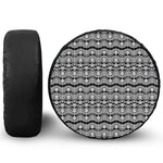 Black And White Ethnic Boho Print Leather Spare Tire Cover