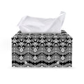 Black And White Ethnic Boho Print Leather Tissue Box Cover