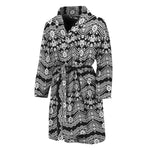 Black And White Ethnic Boho Print Men's Bathrobe