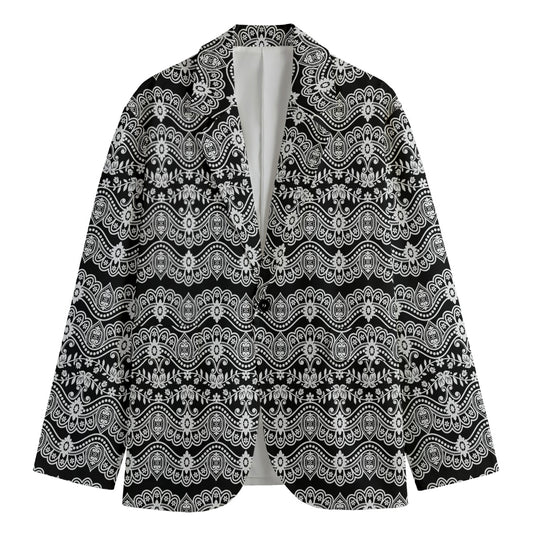 Black And White Ethnic Boho Print Men's Blazer