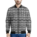 Black And White Ethnic Boho Print Men's Bomber Jacket