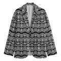 Black And White Ethnic Boho Print Men's Cotton Blazer