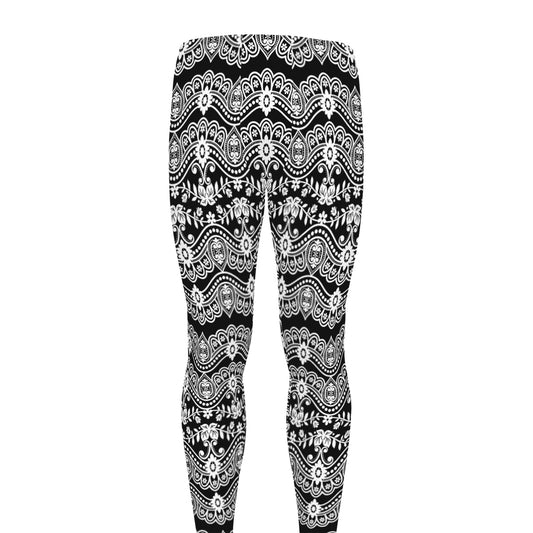 Black And White Ethnic Boho Print Men's leggings
