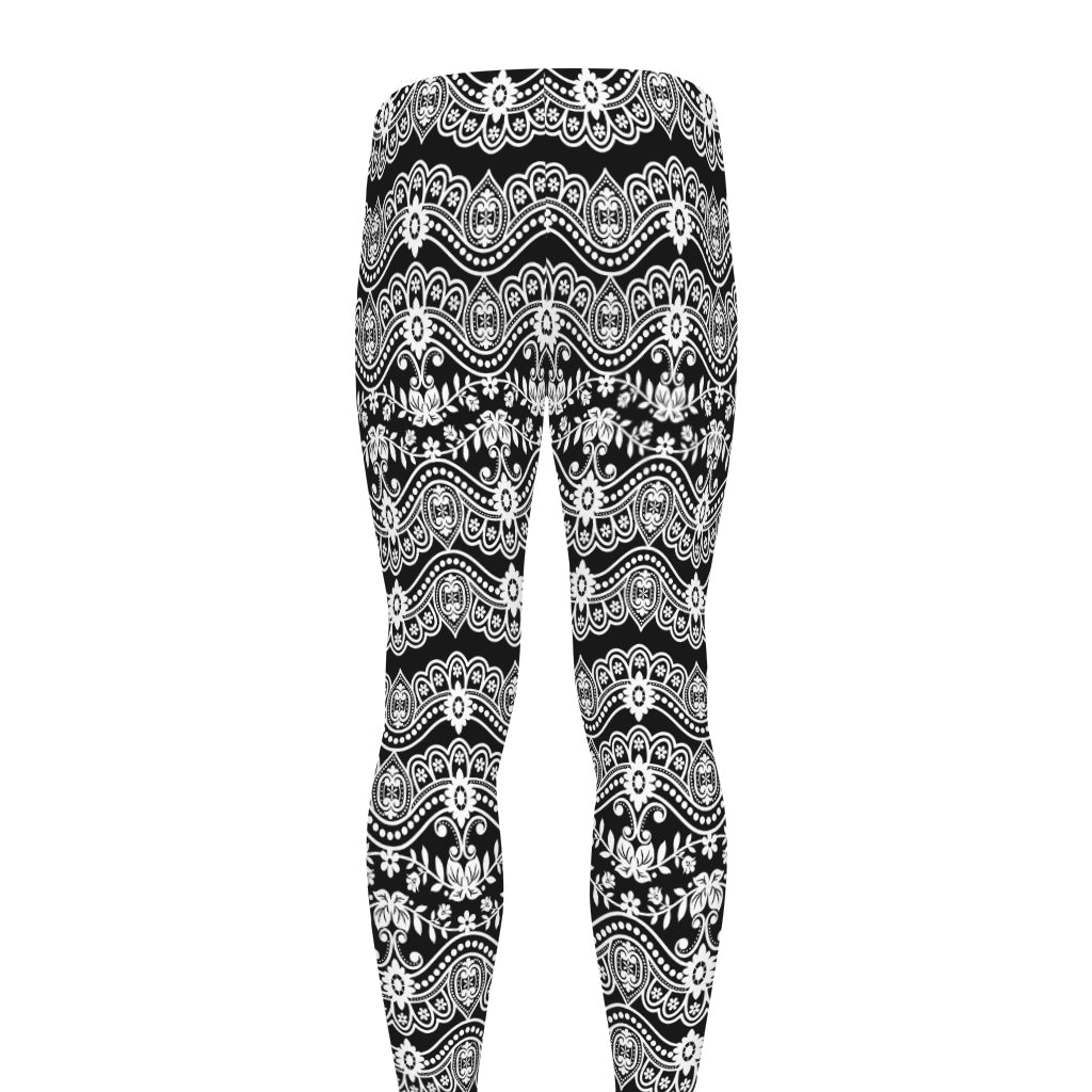 Black And White Ethnic Boho Print Men's leggings