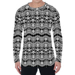 Black And White Ethnic Boho Print Men's Long Sleeve T-Shirt