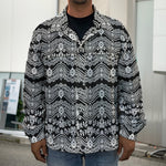Black And White Ethnic Boho Print Men's Shirt Jacket