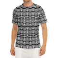 Black And White Ethnic Boho Print Men's Short Sleeve Rash Guard