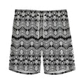 Black And White Ethnic Boho Print Men's Athletic Shorts