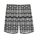 Black And White Ethnic Boho Print Men's Sports Shorts
