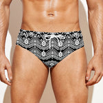 Black And White Ethnic Boho Print Men's Swim Briefs