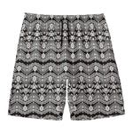 Black And White Ethnic Boho Print Men's Swim Trunks