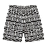 Black And White Ethnic Boho Print Men's Swim Trunks