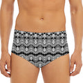 Black And White Ethnic Boho Print Men's Triangle Swim Briefs