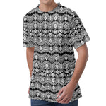 Black And White Ethnic Boho Print Men's Velvet T-Shirt