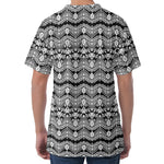 Black And White Ethnic Boho Print Men's Velvet T-Shirt
