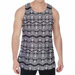 Black And White Ethnic Boho Print Men's Velvet Tank Top