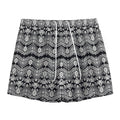 Black And White Ethnic Boho Print Mesh Shorts