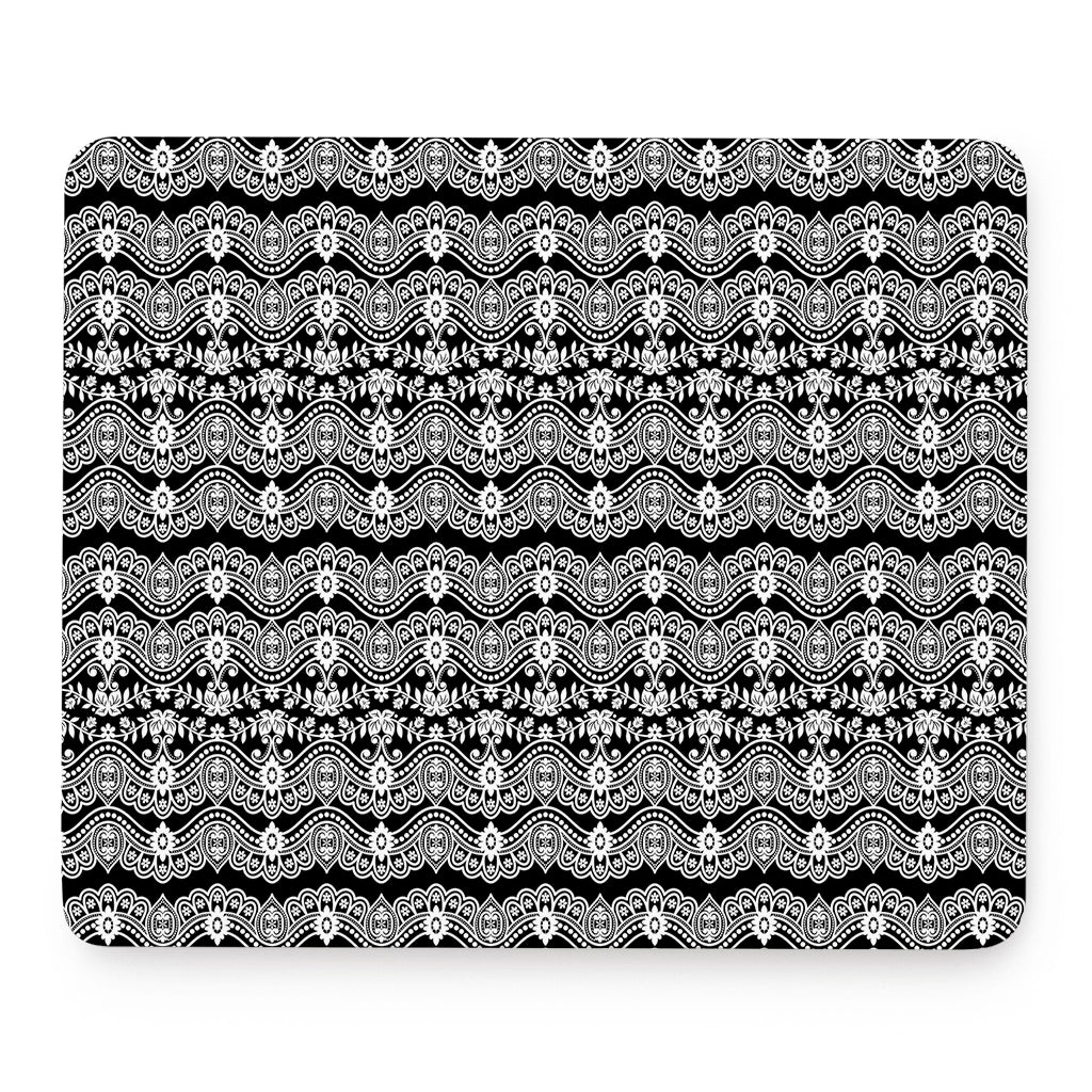 Black And White Ethnic Boho Print Mouse Pad