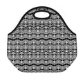 Black And White Ethnic Boho Print Neoprene Lunch Bag