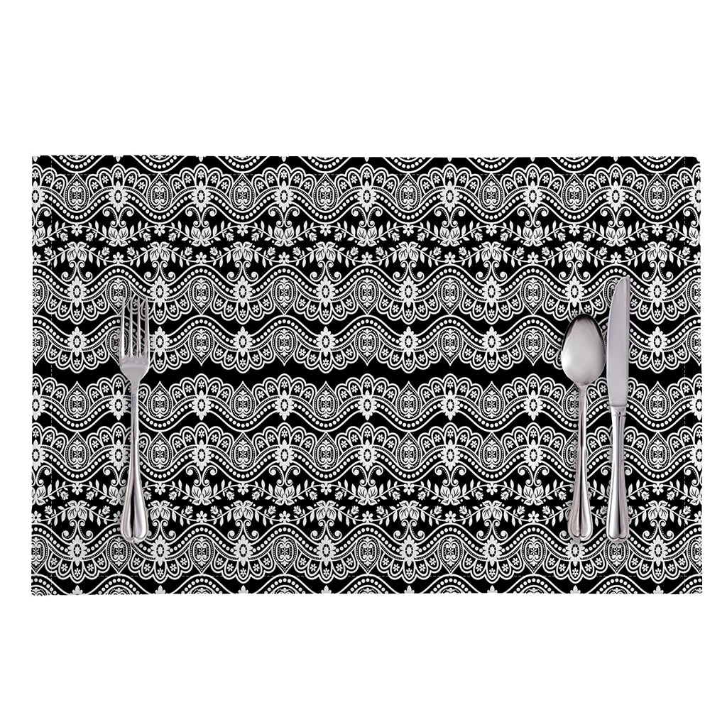 Black And White Ethnic Boho Print Placemat