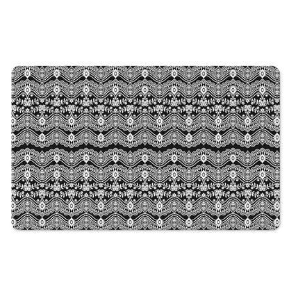 Black And White Ethnic Boho Print Polyester Doormat