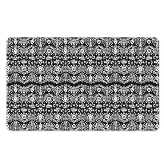 Black And White Ethnic Boho Print Polyester Doormat