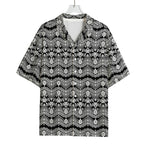 Black And White Ethnic Boho Print Rayon Hawaiian Shirt