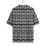 Black And White Ethnic Boho Print Rayon Hawaiian Shirt