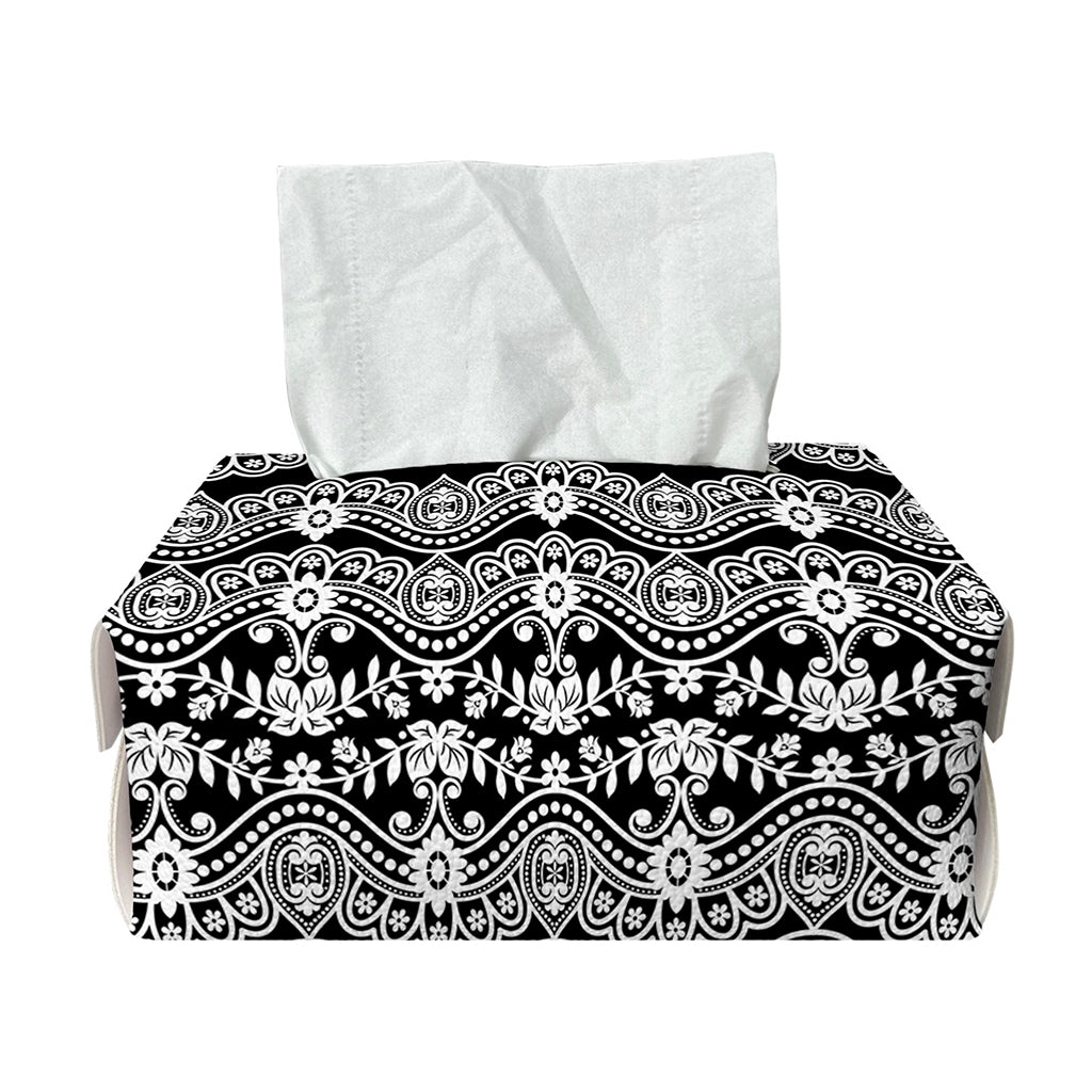 Black And White Ethnic Boho Print Rectangle Tissue Box Cover