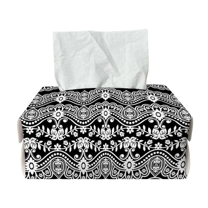 Black And White Ethnic Boho Print Rectangle Tissue Box Cover