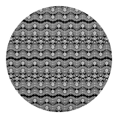 Black And White Ethnic Boho Print Round Blanket