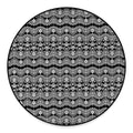 Black And White Ethnic Boho Print Round Floor Mat