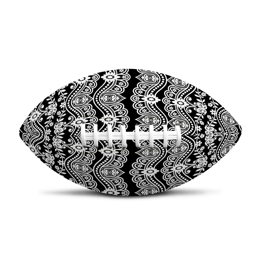 Black And White Ethnic Boho Print Rugby Ball