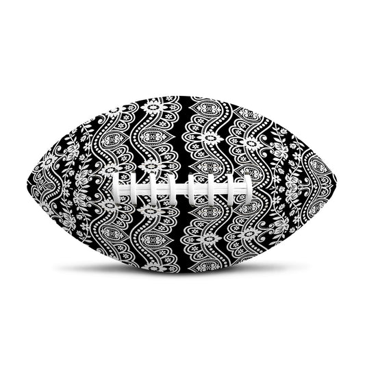 Black And White Ethnic Boho Print Rugby Ball