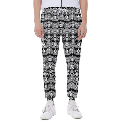 Black And White Ethnic Boho Print Scuba Joggers
