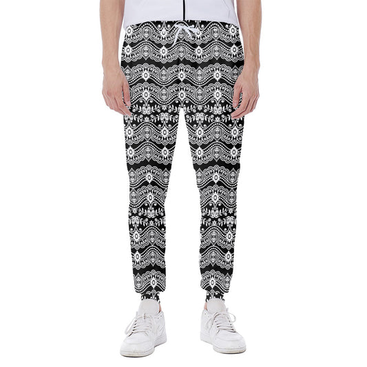 Black And White Ethnic Boho Print Scuba Joggers