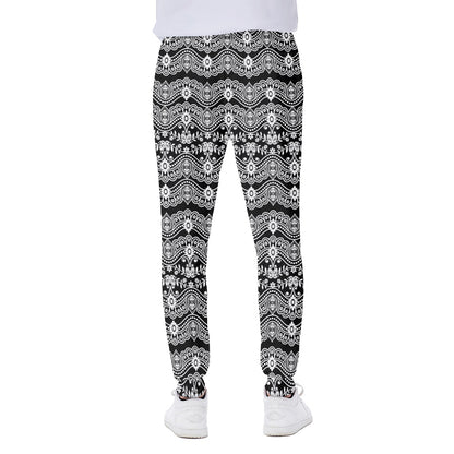 Black And White Ethnic Boho Print Scuba Joggers
