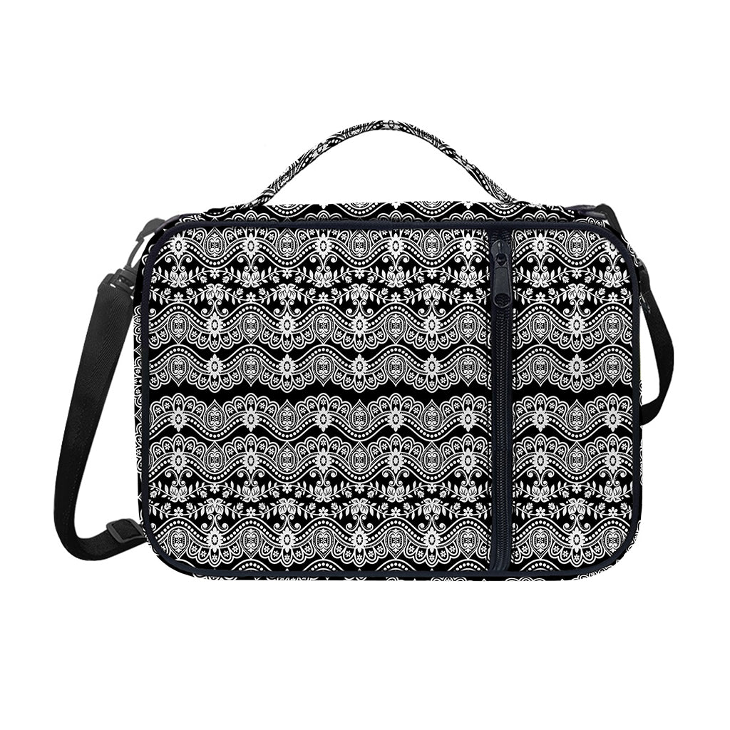 Black And White Ethnic Boho Print Shoulder Strap Bible Bag