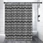Black And White Ethnic Boho Print Shower Curtain