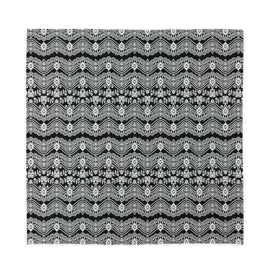 Black And White Ethnic Boho Print Silk Bandana