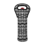 Black And White Ethnic Boho Print Single Neoprene Wine Tote