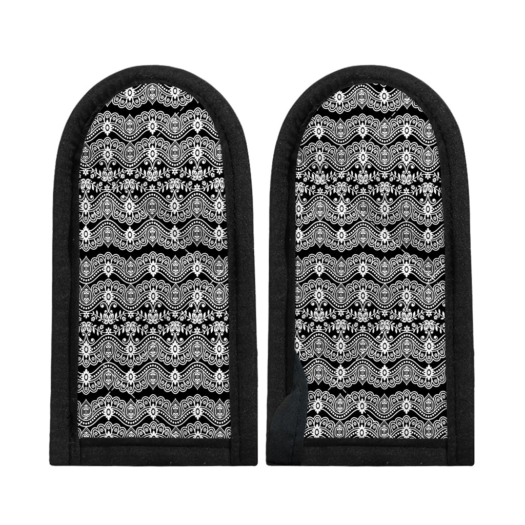 Black And White Ethnic Boho Print Skillet Handle Cover