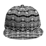 Black And White Ethnic Boho Print Snapback Cap