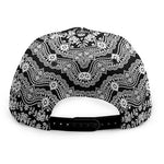 Black And White Ethnic Boho Print Snapback Cap