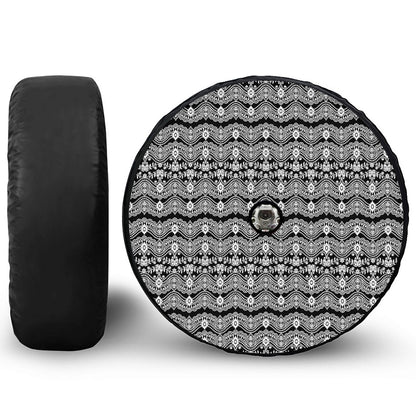 Black And White Ethnic Boho Print Tire Cover With Camera Hole