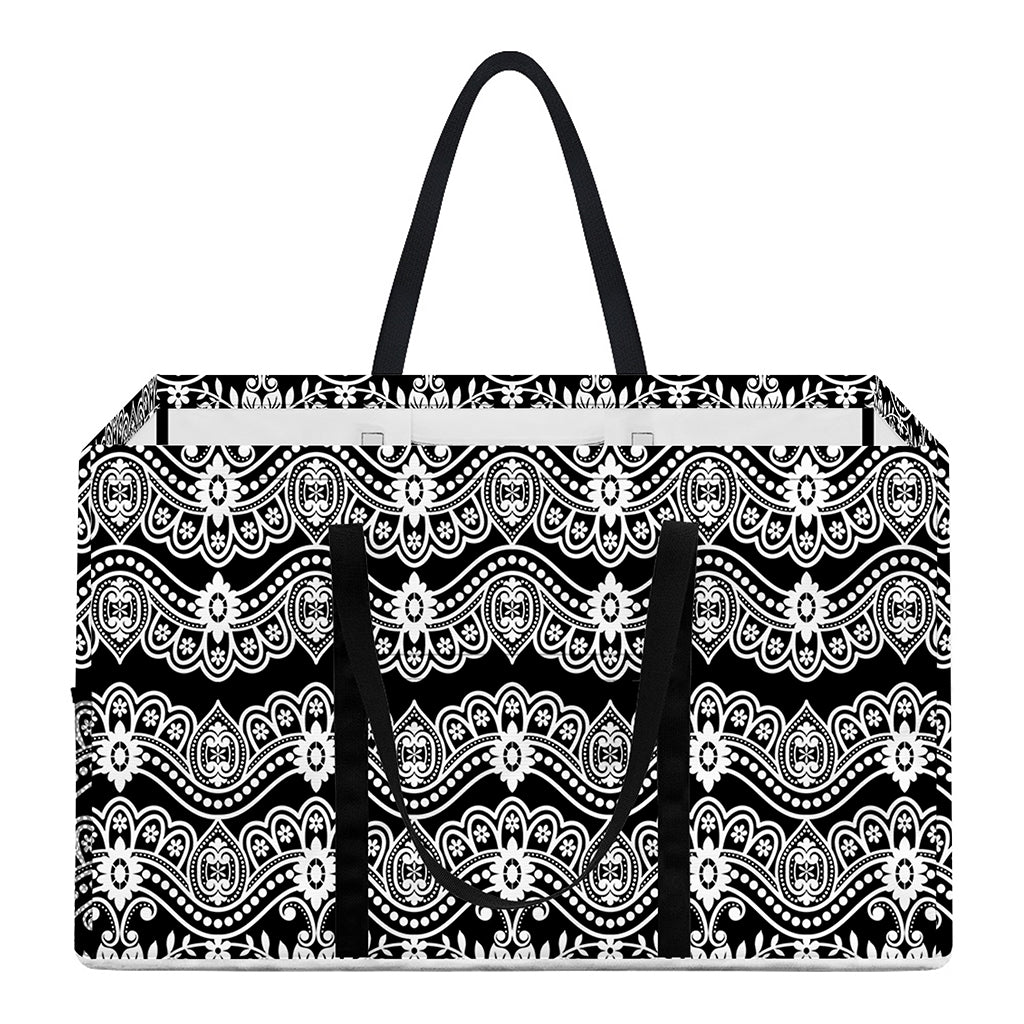 Black And White Ethnic Boho Print Utility Tote Bag
