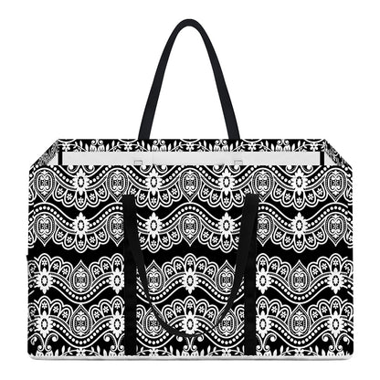 Black And White Ethnic Boho Print Utility Tote Bag