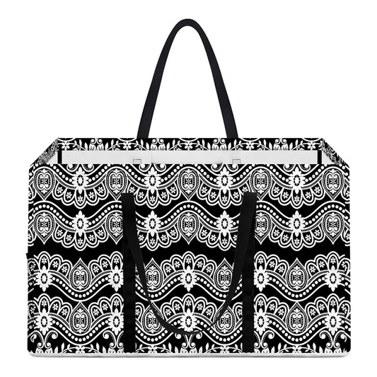 Black And White Ethnic Boho Print Utility Tote Bag