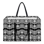 Black And White Ethnic Boho Print Utility Tote Bag